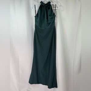 After Six High Neck Open Back Maxi Dress With Scarf Tie Evergreen 12R